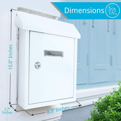 Weatherproof Wall Mount Mailbox Secure Lock Galvanized Steel