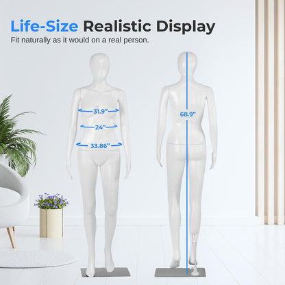 Maniquí femenino de costura - Realista, ajustable, base de metal duradera
