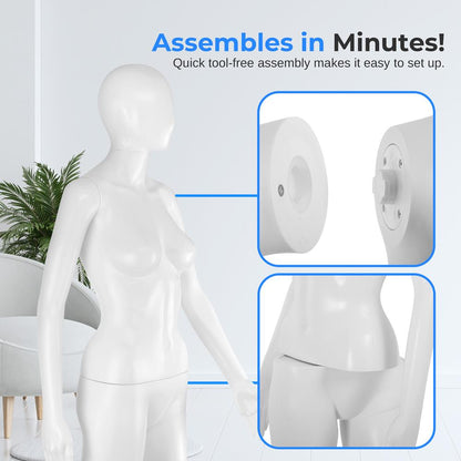 Maniquí femenino de costura - Realista, ajustable, base de metal duradera