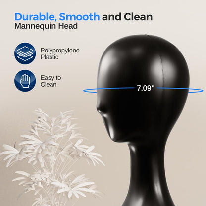 Mannequin Head for Styling & Display Durable PP Material