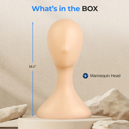 Mannequin Head for Wig Styling Smooth Surface Durable Plastic Skin Tone