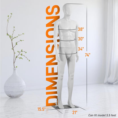 Maniquí Masculino Cuerpo Completo Soporte Extremidades Ajustables Base de Metal Duradera