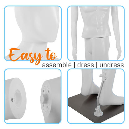 Maniquí Masculino Cuerpo Completo Soporte Extremidades Ajustables Base de Metal Duradera