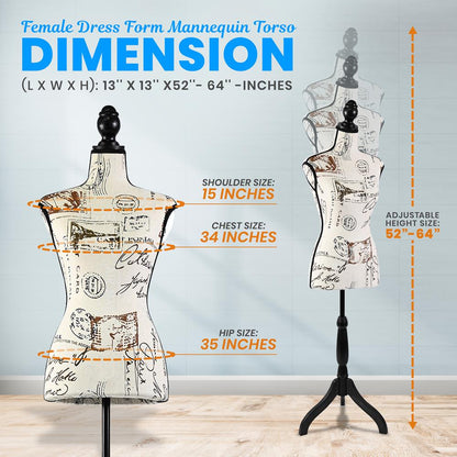 Female Torso Mannequin Display - Adjustable Stand Durable Easy Assembly