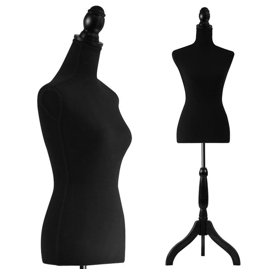 Female Mannequin Dress Form Adjustable Stand Foam Torso Black