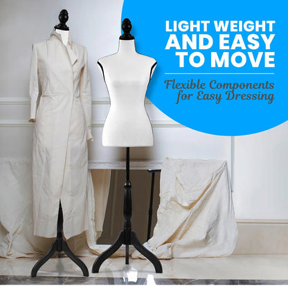Female Dress Form Mannequin Adjustable Height Foam Torso White