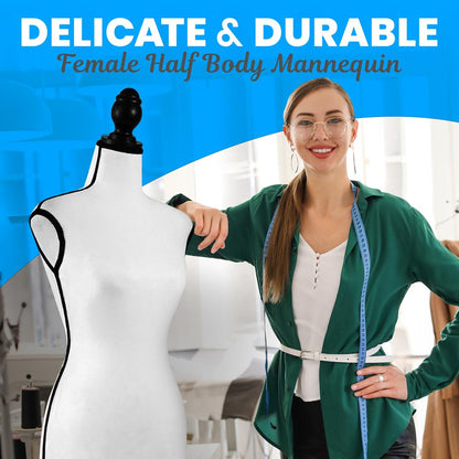 Female Dress Form Mannequin Adjustable Height Foam Torso White