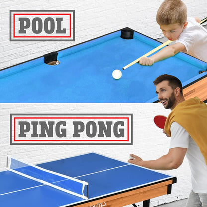 Mesa de juegos 4 en 1 portátil de MDF con PVC para uso en interiores y exteriores