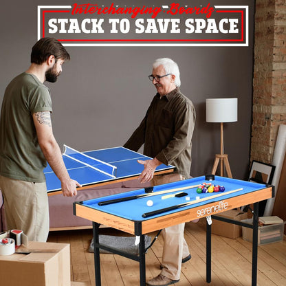 Mesa de juegos 4 en 1 portátil de MDF con PVC para uso en interiores y exteriores