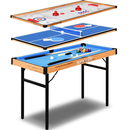 Mesa de juegos 4 en 1 portátil de MDF con PVC para uso en interiores y exteriores