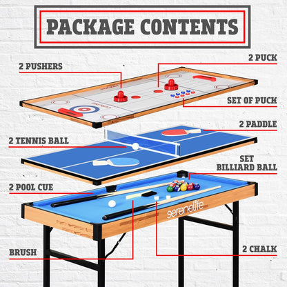 Mesa de juegos 4 en 1 portátil de MDF con PVC para uso en interiores y exteriores