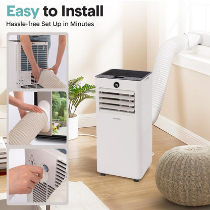 Portable Air Conditioner 8000 BTU Efficient Cooling with Window Kit White