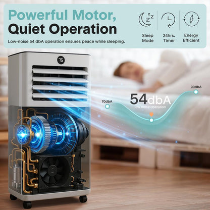 Portable Air Conditioner 8000 BTU Efficient Cooling with Window Kit White