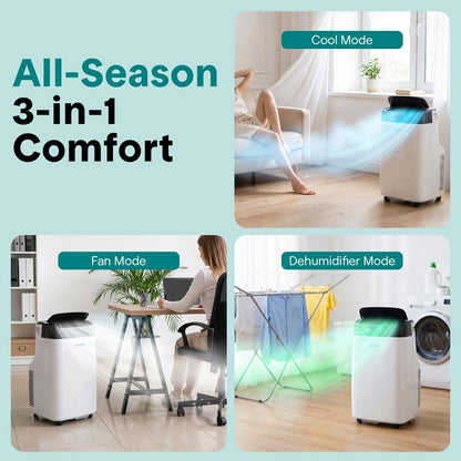 Serenelife Portable Air Conditioner – 8000 Btu Compact Home Ac Cooling Unit With Built-In Dehumidifier & Fan Modes Includes Window Mount Kit (White)