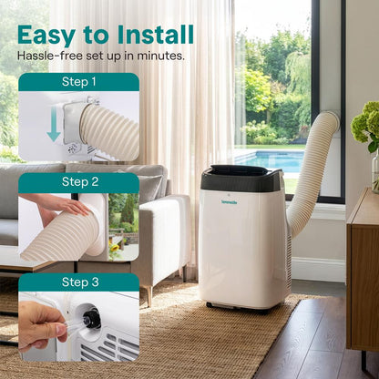 Serenelife Portable Air Conditioner – 8000 Btu Compact Home Ac Cooling Unit With Built-In Dehumidifier & Fan Modes Includes Window Mount Kit (White)