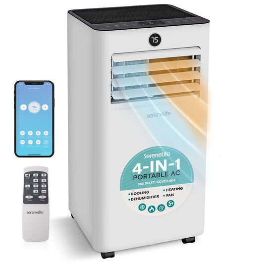 Portable AC & Heater 10000 BTU WiFi Dehumidifier Remote Gray