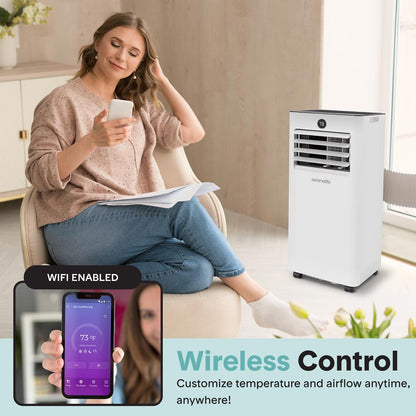 Portable AC & Heater 10000 BTU WiFi Dehumidifier Remote Gray