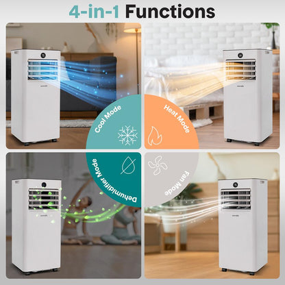 Portable AC & Heater 10000 BTU WiFi Dehumidifier Remote Gray