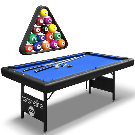 76 Portable And Foldable Pool Table With Accessory Kit (Blue)