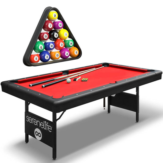 76 Portable And Foldable Pool Table With Accessory Kit (Red)