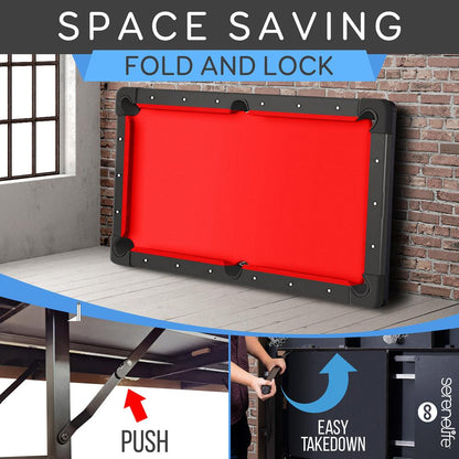Mesa de billar portátil y plegable de 76" con kit de accesorios (rojo)