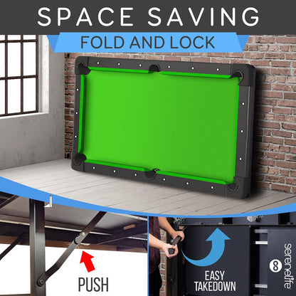 6-Ft Folding Pool Table Space-Saving Durable Surface Portable Design
