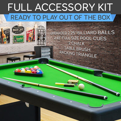 6-Ft Folding Pool Table Space-Saving Durable Surface Portable Design