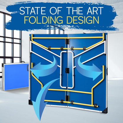 4 Pcs. Foldable Table Tennis Table With Single Player Playback Mode For Game Play And Solo Play (Blue)