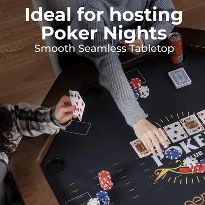 84 Foldable Poker Table for 8 Players Water-Resistant Cushioned Rail