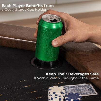 84 Foldable Poker Table for 8 Players Water-Resistant Cushioned Rail