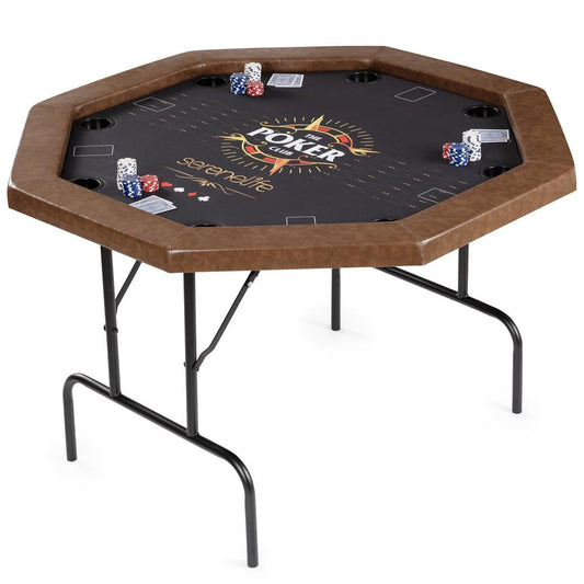 84 Foldable Poker Table for 8 Players Water-Resistant Cushioned Rail