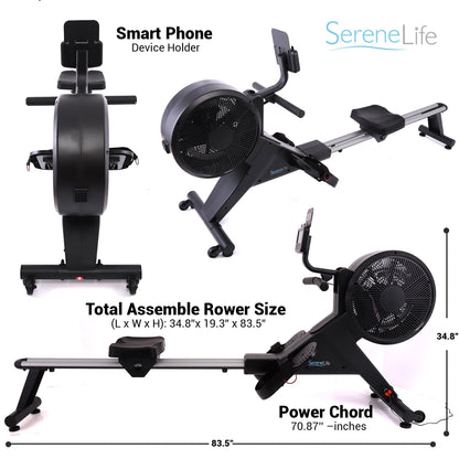 Smart Rowing Machine 16-Level Magnetic Resistance Bluetooth Folding