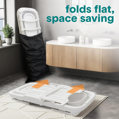 Juego de bañera plegable de 1.5M - Incluye tapa, bandeja, bolsa, tubo de drenaje extensible, cojín de baño y rodillos de masaje para uso interior y exterior (blanco)