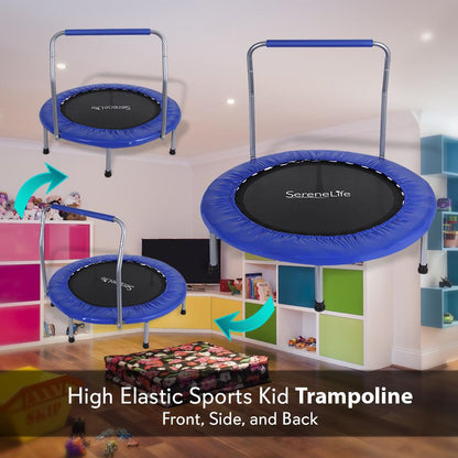 Cama elástica plegable para niños de 36 pulgadas con barandilla acolchada, capacidad de 220 lb, azul marino