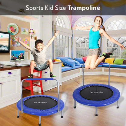 Cama elástica plegable para niños de 36 pulgadas con barandilla acolchada, capacidad de 220 lb, azul marino