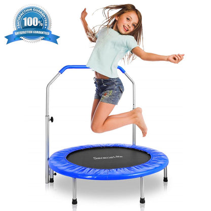 Cama elástica plegable para niños de 36 pulgadas con barandilla acolchada, capacidad de 220 lb, azul marino
