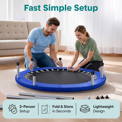 40 Foldable Trampoline Burn Calories Adjustable Handrail Deep Blue