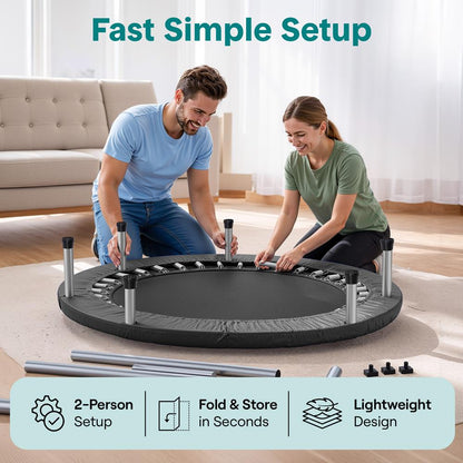40 Foldable Mini Trampoline Low-Impact Workout Adjustable Handrail