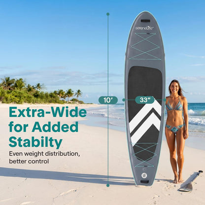 Inflatable Paddleboard Stable Design Non-Slip Deck Gray