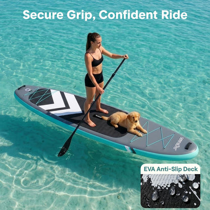 Inflatable Paddleboard Stable Design Non-Slip Deck Gray
