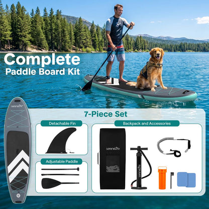 Inflatable Paddleboard Stable Design Non-Slip Deck Gray