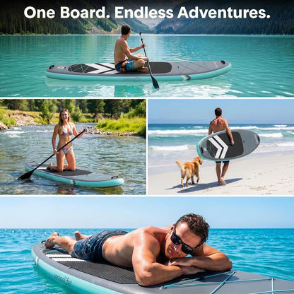 Inflatable Paddleboard Stable Design Non-Slip Deck Gray