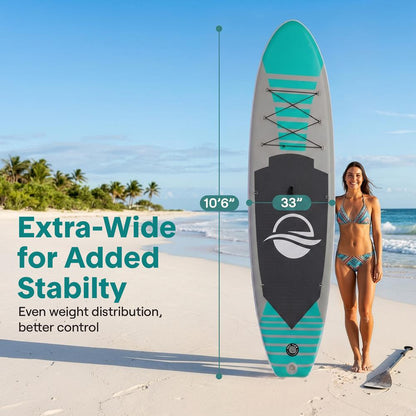 Inflatable Paddle Board - Stable Non-Slip Deck 106 PVC Teal