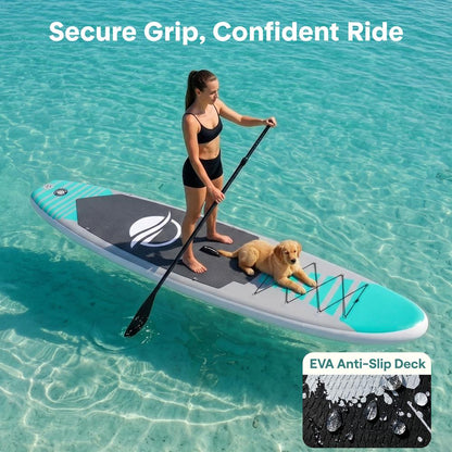 Inflatable Paddle Board - Stable Non-Slip Deck 106 PVC Teal