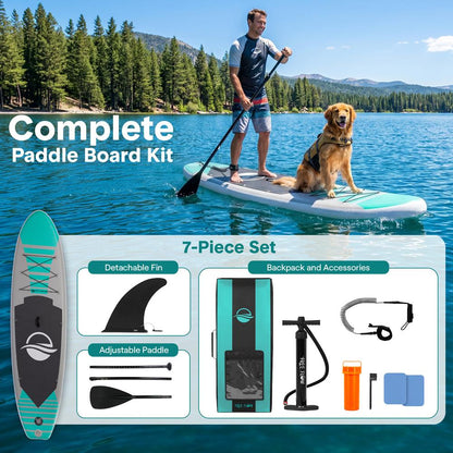 Inflatable Paddle Board - Stable Non-Slip Deck 106 PVC Teal