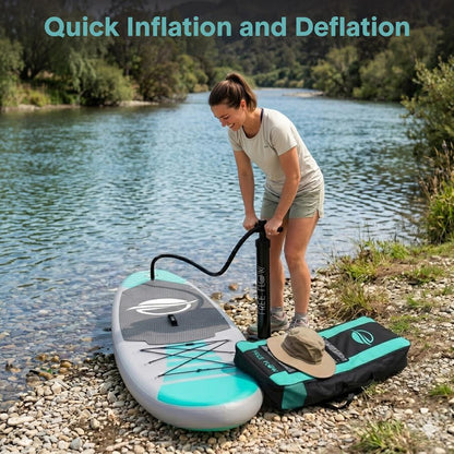 Inflatable Paddle Board - Stable Non-Slip Deck 106 PVC Teal