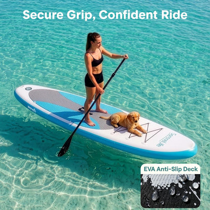 Inflatable Paddle Board Stable Design Non-Slip EVA Deck Pad Blue
