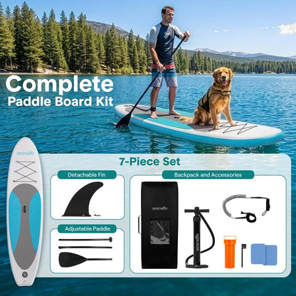 Inflatable Paddle Board Stable Design Non-Slip EVA Deck Pad Blue