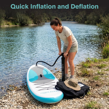 Inflatable Paddle Board Stable Design Non-Slip EVA Deck Pad Blue