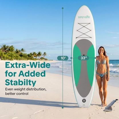 Tabla de paddle surf inflable soldada Free-Flow con bomba manual de doble acción, remo de aluminio de 3 piezas, correa, quilla, kit de reparación y mochila (negro)